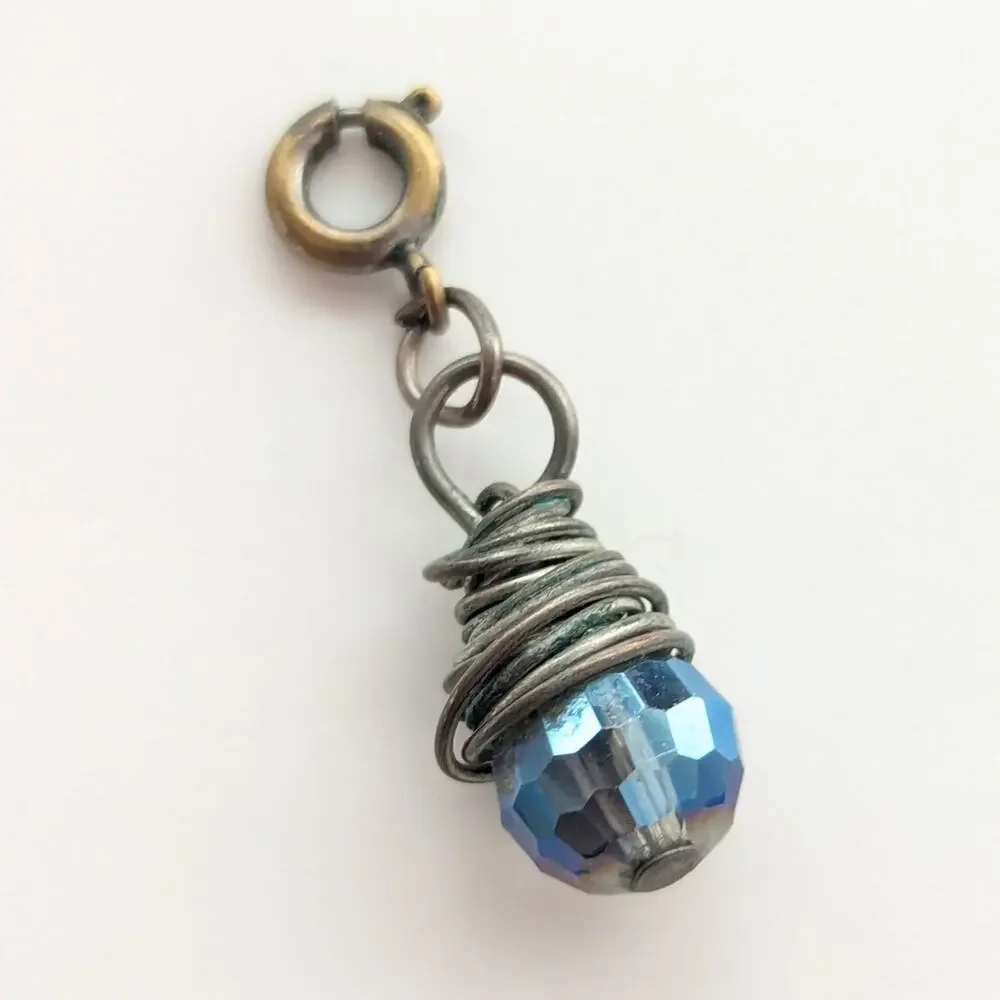 Artisan Made Wire Wrapped Faceted Sparkly Disco Ball Mini Pendant Bracelet Charm